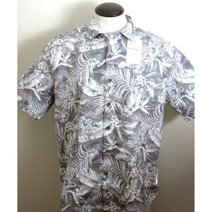 Tommy Bahama Men's SS Aqua Lush Tropical Floral Button Up Shirt Meteor Grey NWT
